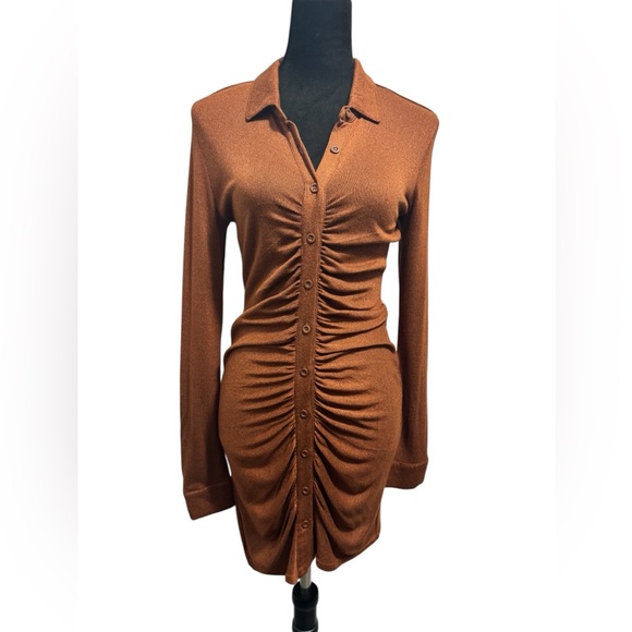 L Space Scarlett Long Sleeve Dress Brown - Picture 2 of 9